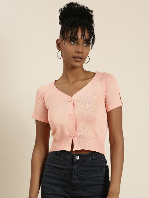 women's crop v neck top - 19948681 -  Standard Image - 0