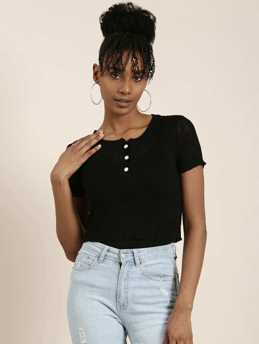 women's straight round neck top