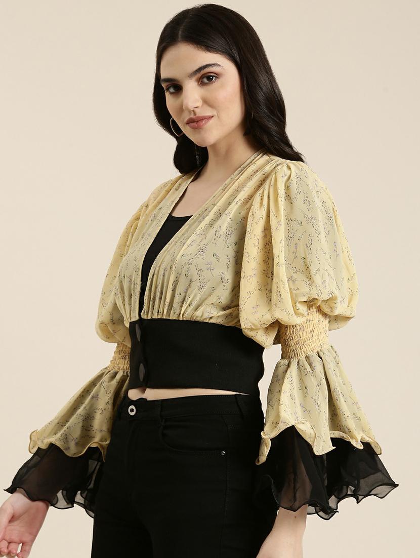 women's blouson v neck top - 19948686 - Standard Image - 2