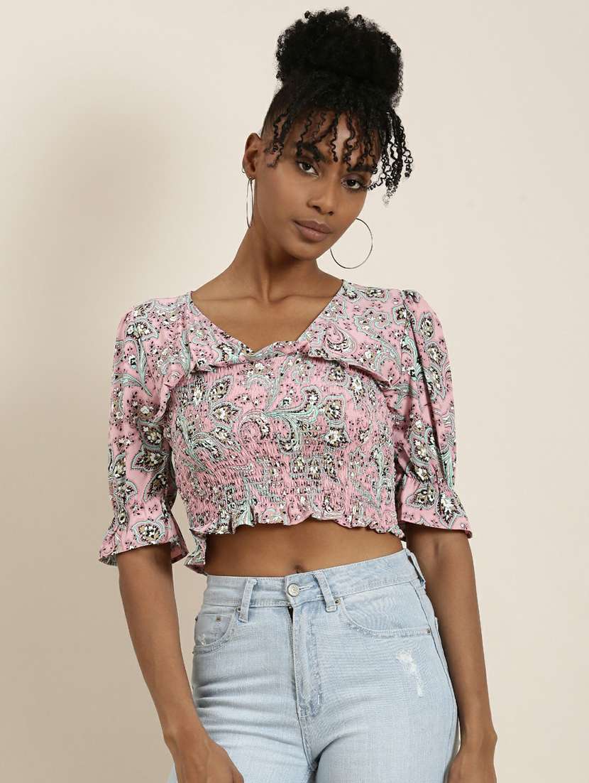 pink printed crop top - 19948700 - Zoom Image - 0
