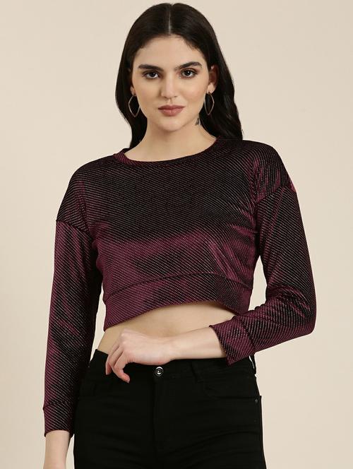 purple solid crop top - 19948704 - Standard Image - 0