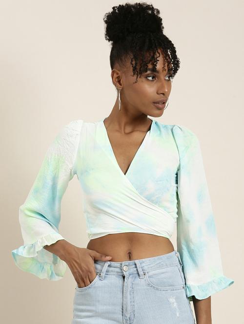 white crepe wrap top - 19948708 -  Standard Image - 0