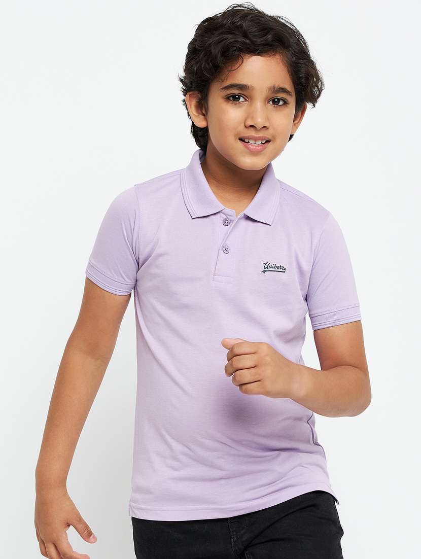 boys purple polo neck t-shirt