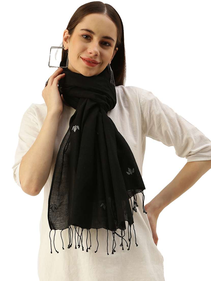 black cotton scarf - 19949087 - Zoom Image - 0
