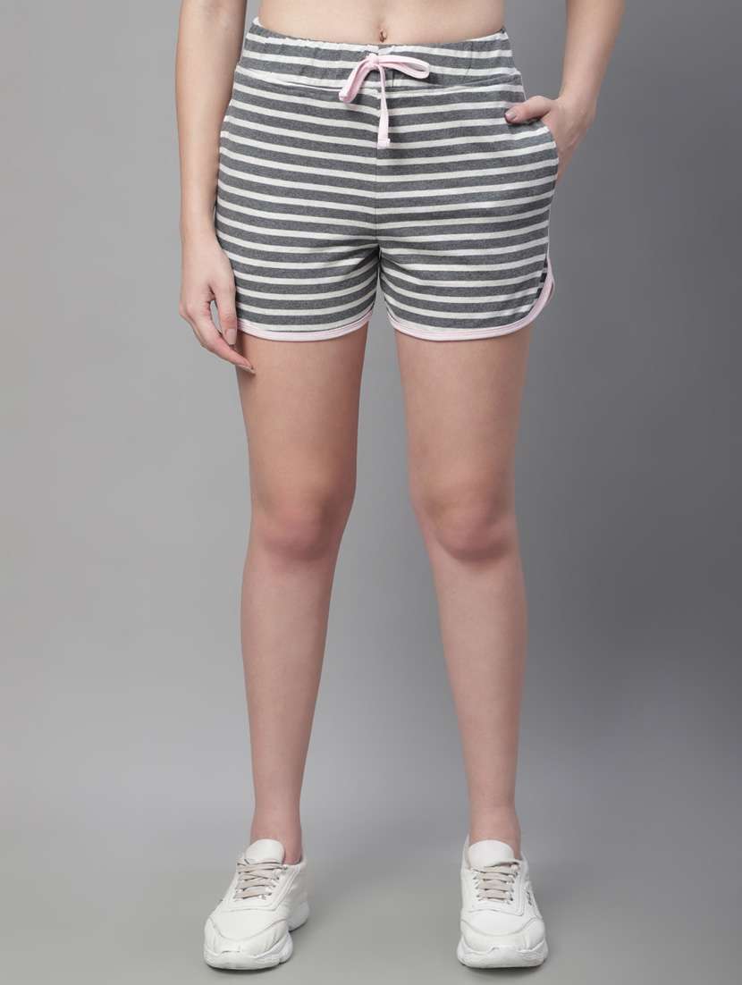 drawstring waist striped hot pants