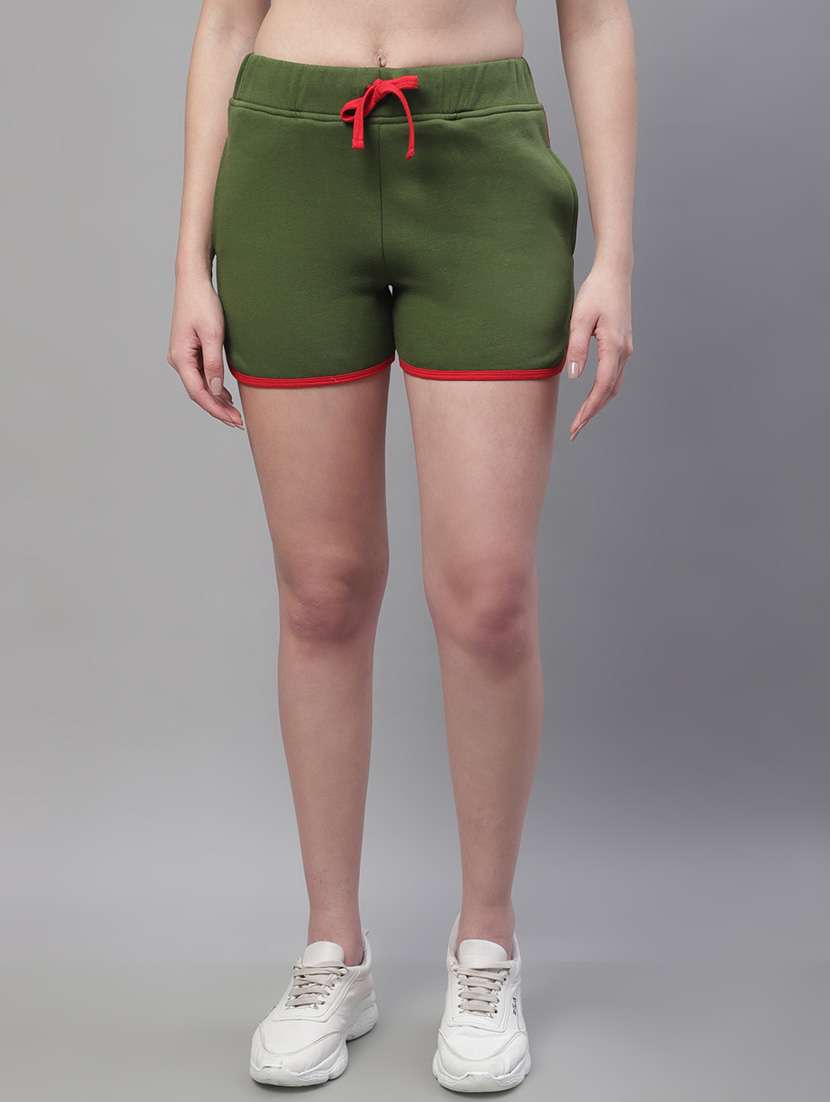 drawstring waist solid hot pants