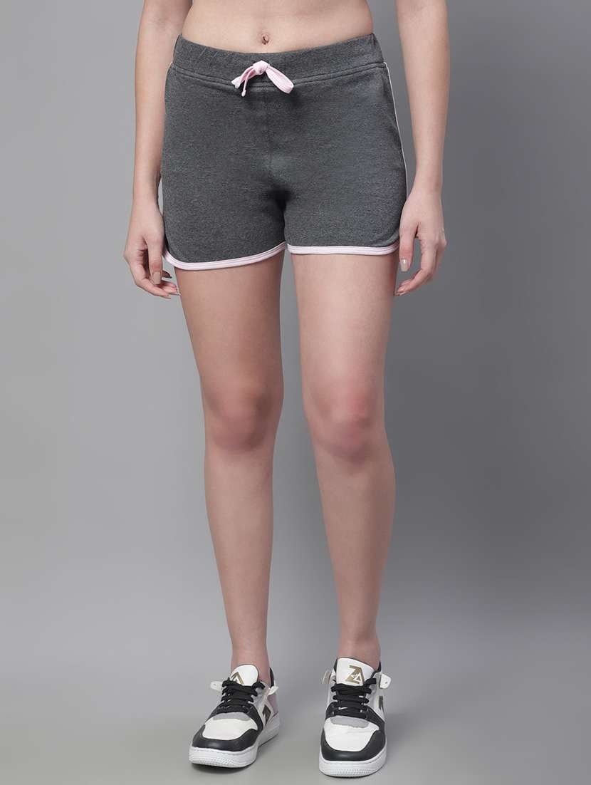 drawstring waist solid hot pants