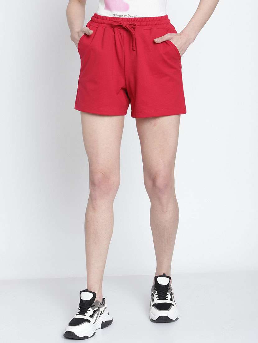 drawstring waist solid regular shorts