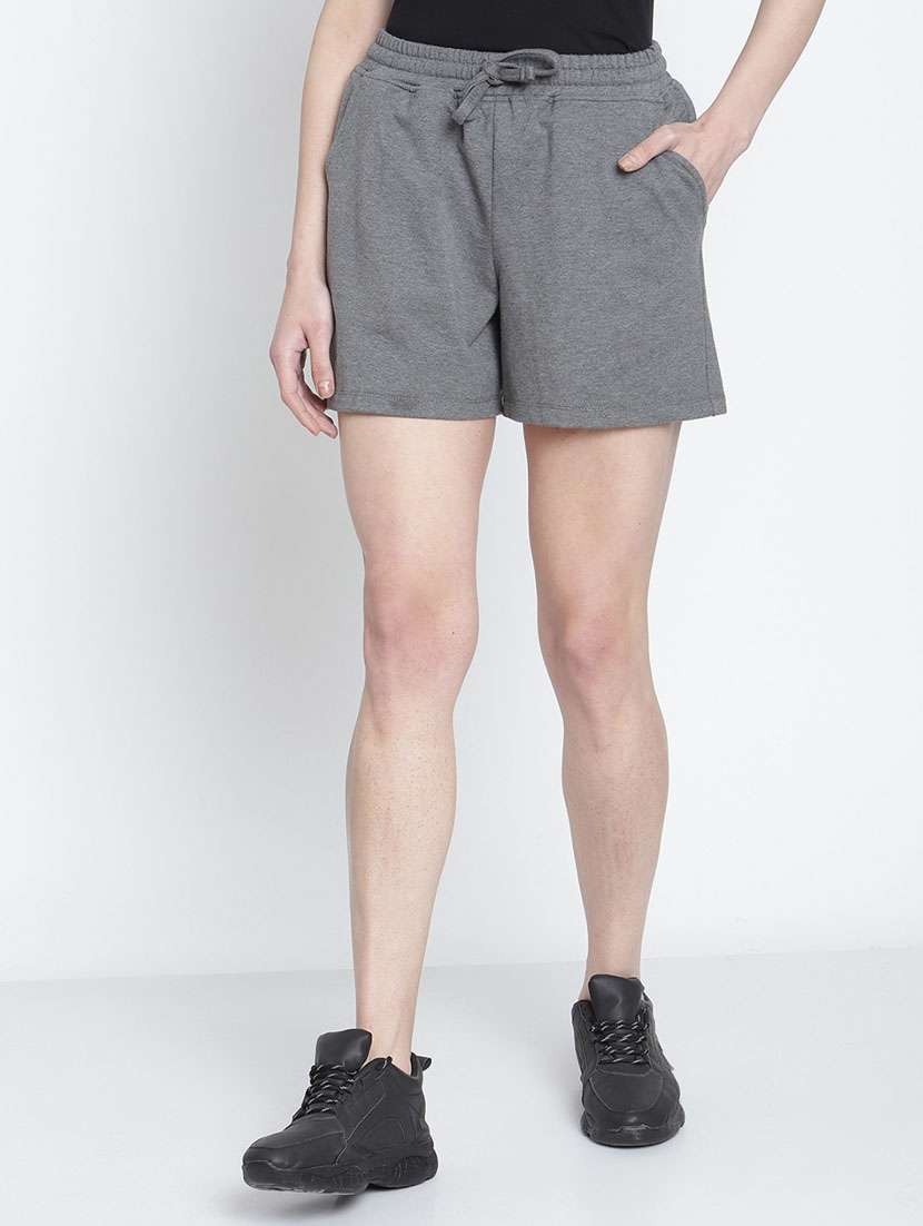 drawstring waist solid regular shorts