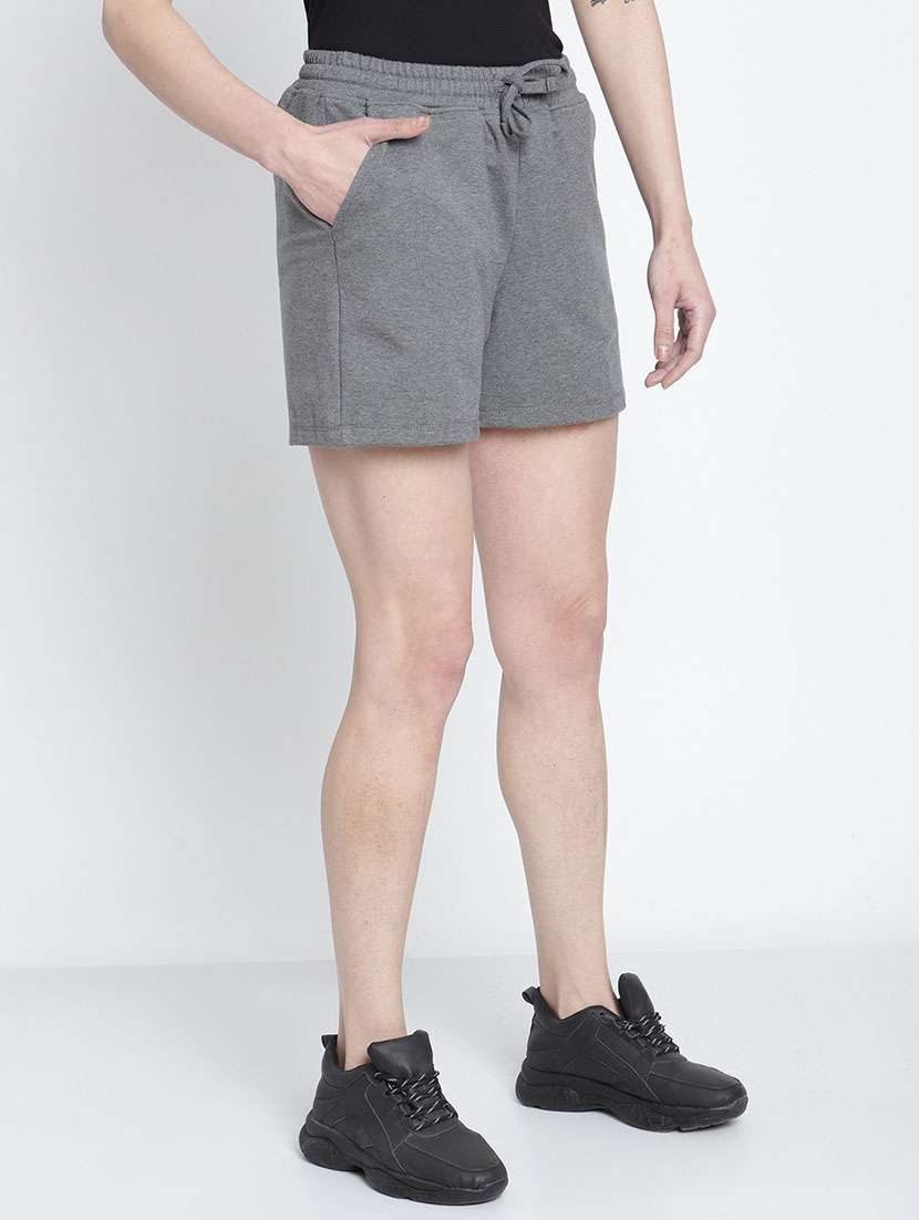 drawstring waist solid regular shorts - 19950671 -  Standard Image - 2