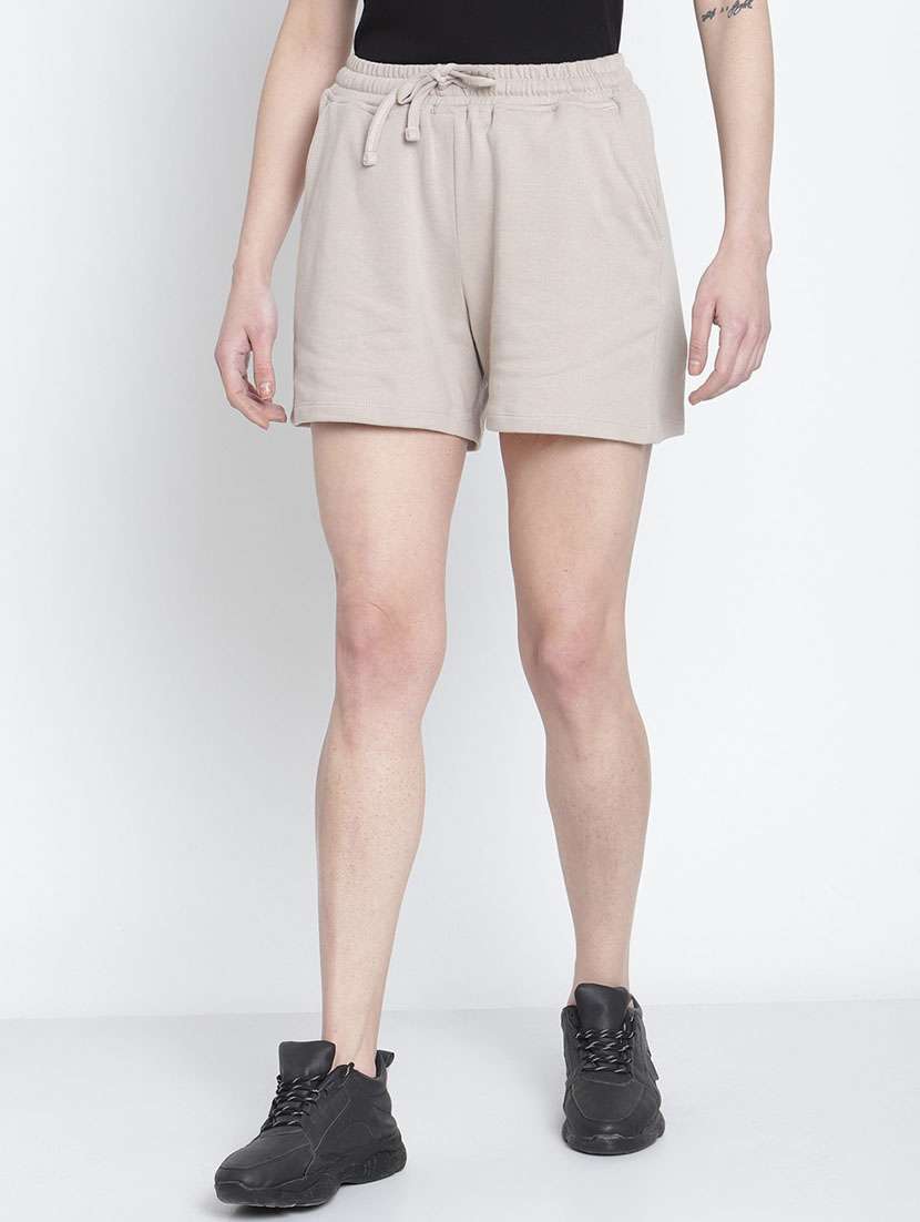 drawstring waist solid regular shorts