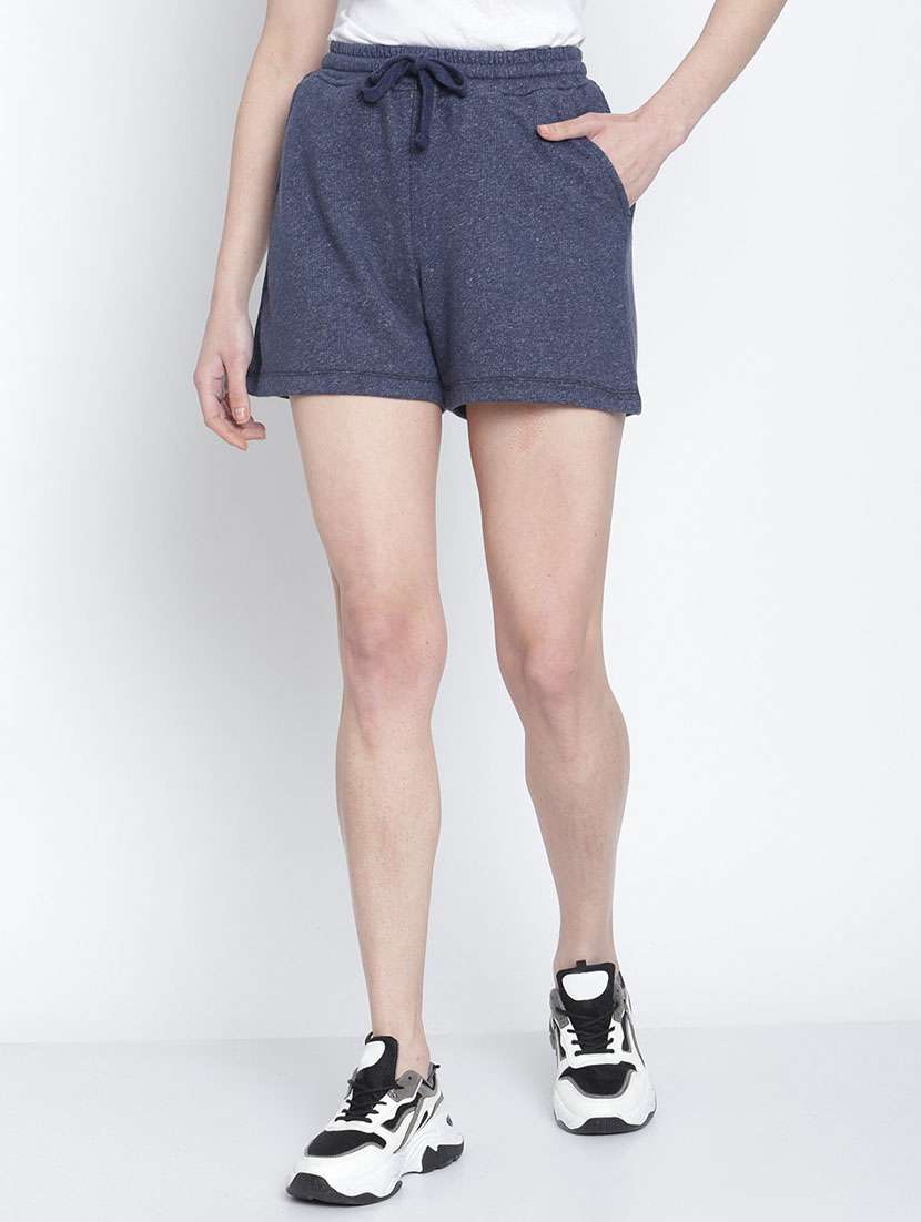 drawstring waist solid regular shorts