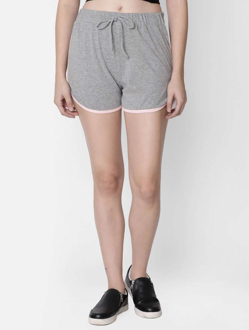 mid rise solid regular shorts