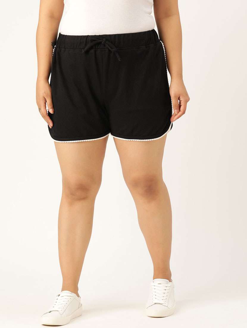 mid rise solid regular shorts