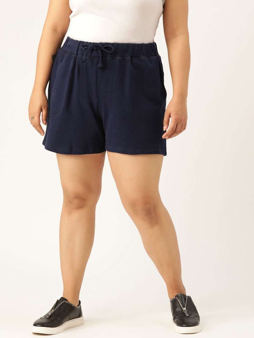 mid rise solid regular shorts