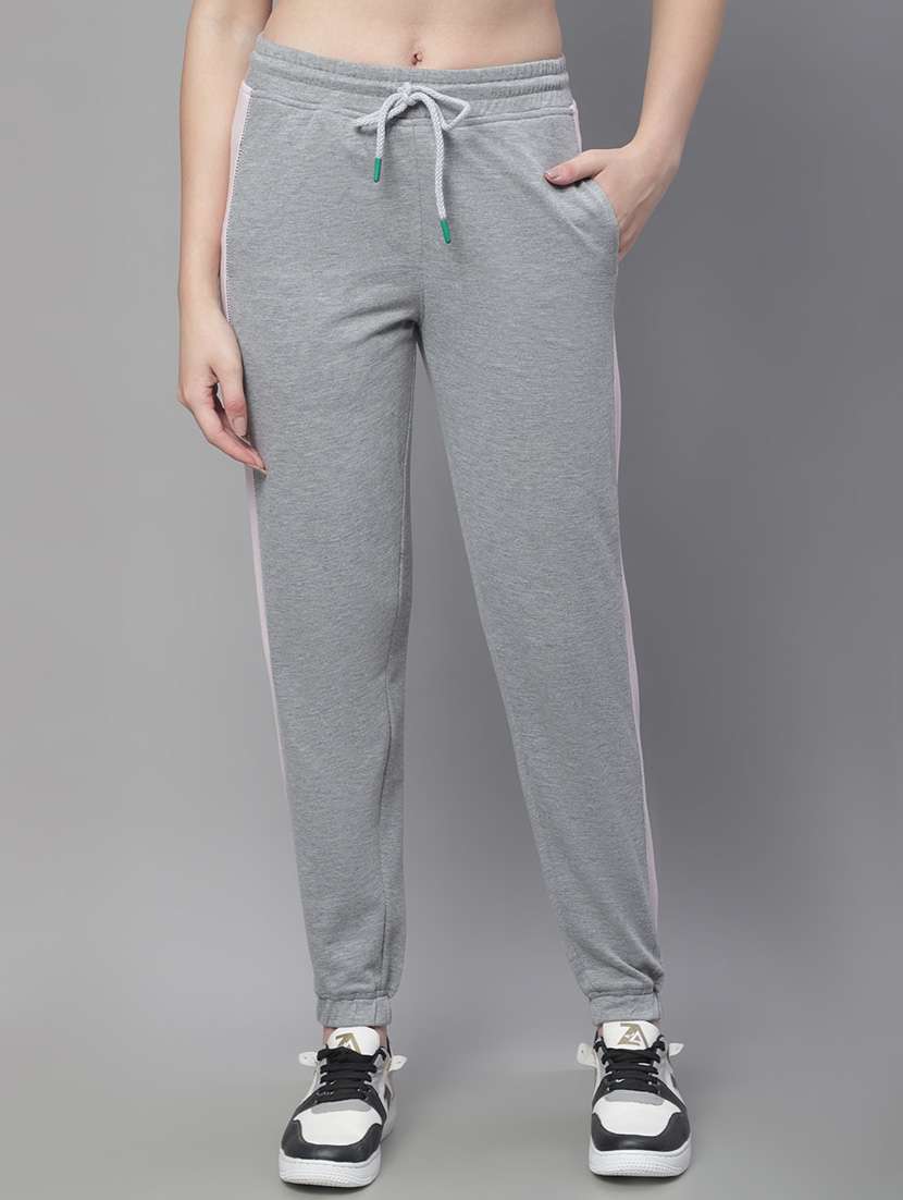 grey cotton blend track pants