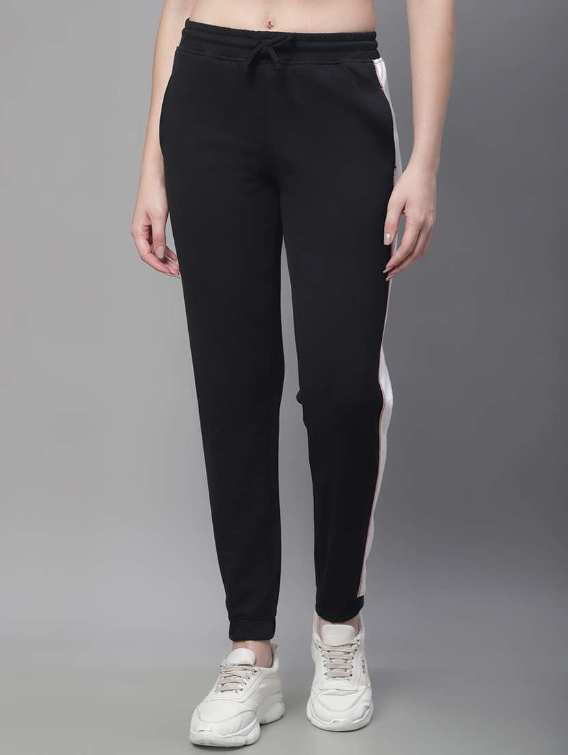 black cotton blend track pants