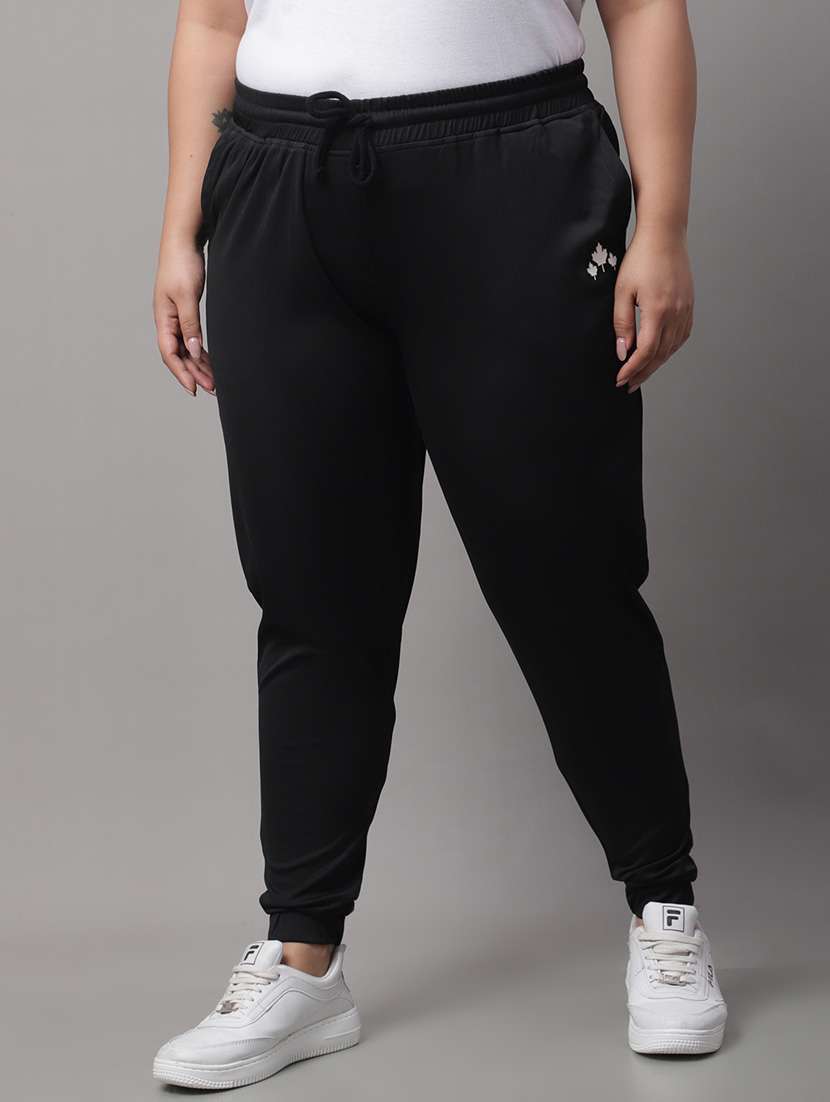 black polyester track pants