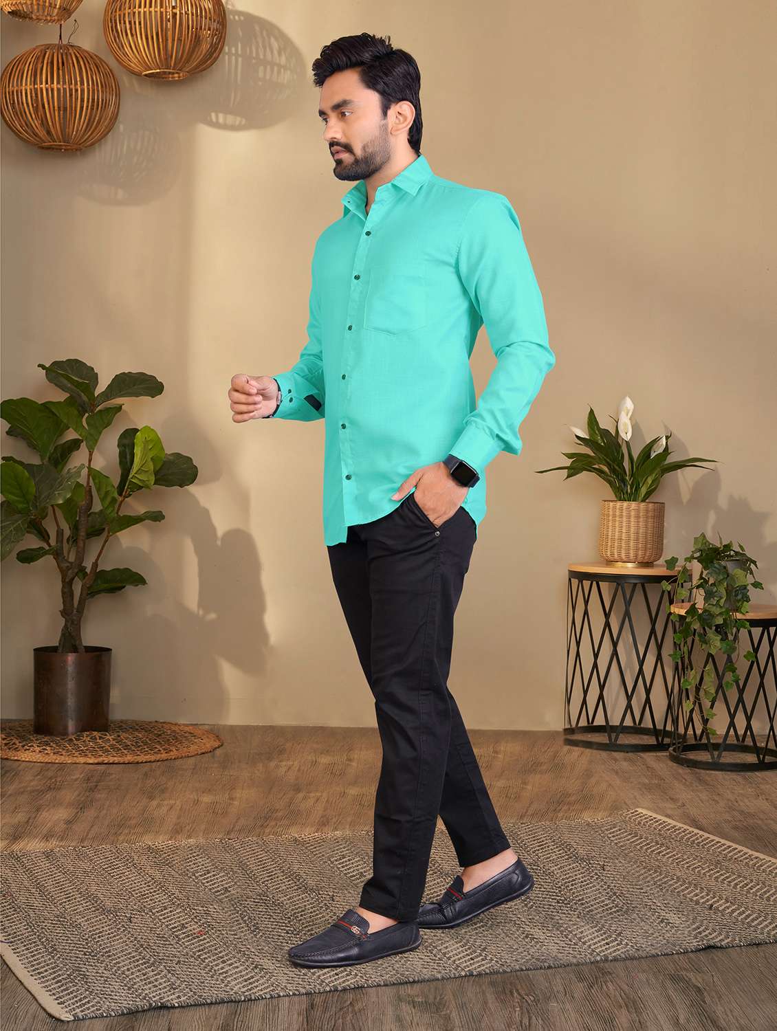 mens solid casual shirt - 19950917 -  Standard Image - 2