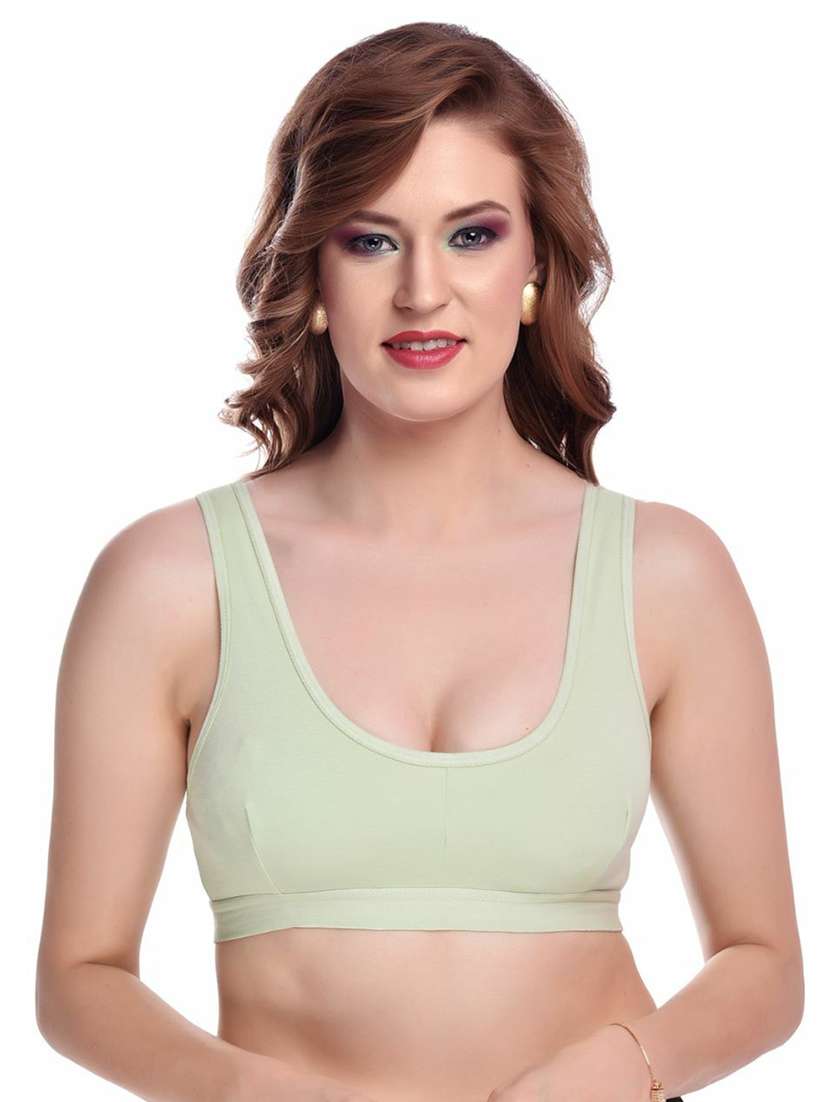 green cotton sports bra