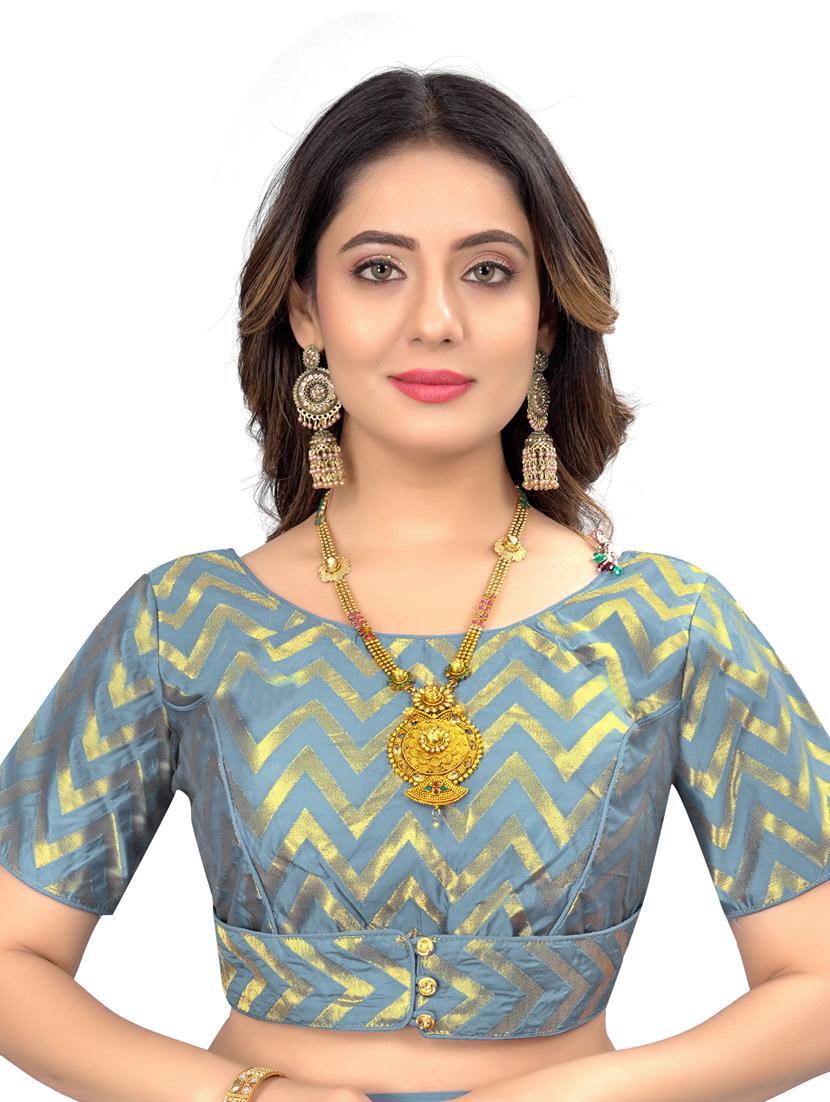 grey solid plain saree with blouse - 19953870 - Standard Image - 2