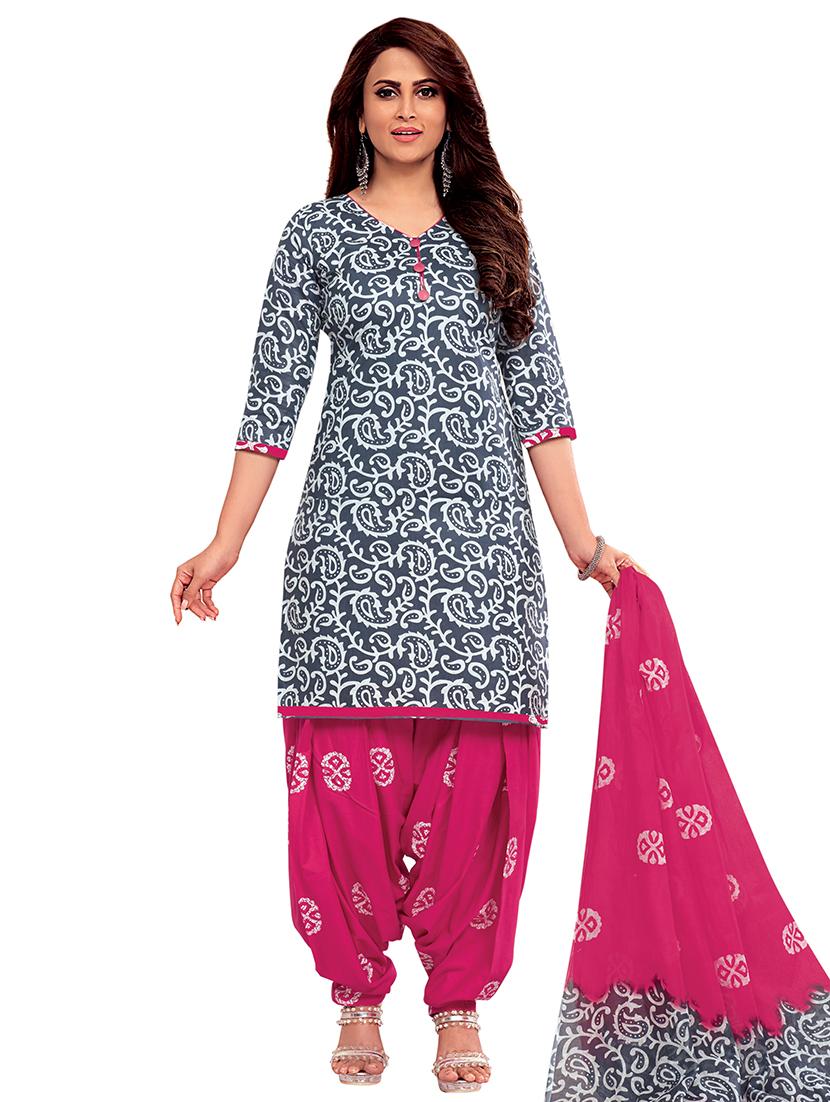 printed unstitched patiyala suit - 19953957 -  Zoom Image - 0
