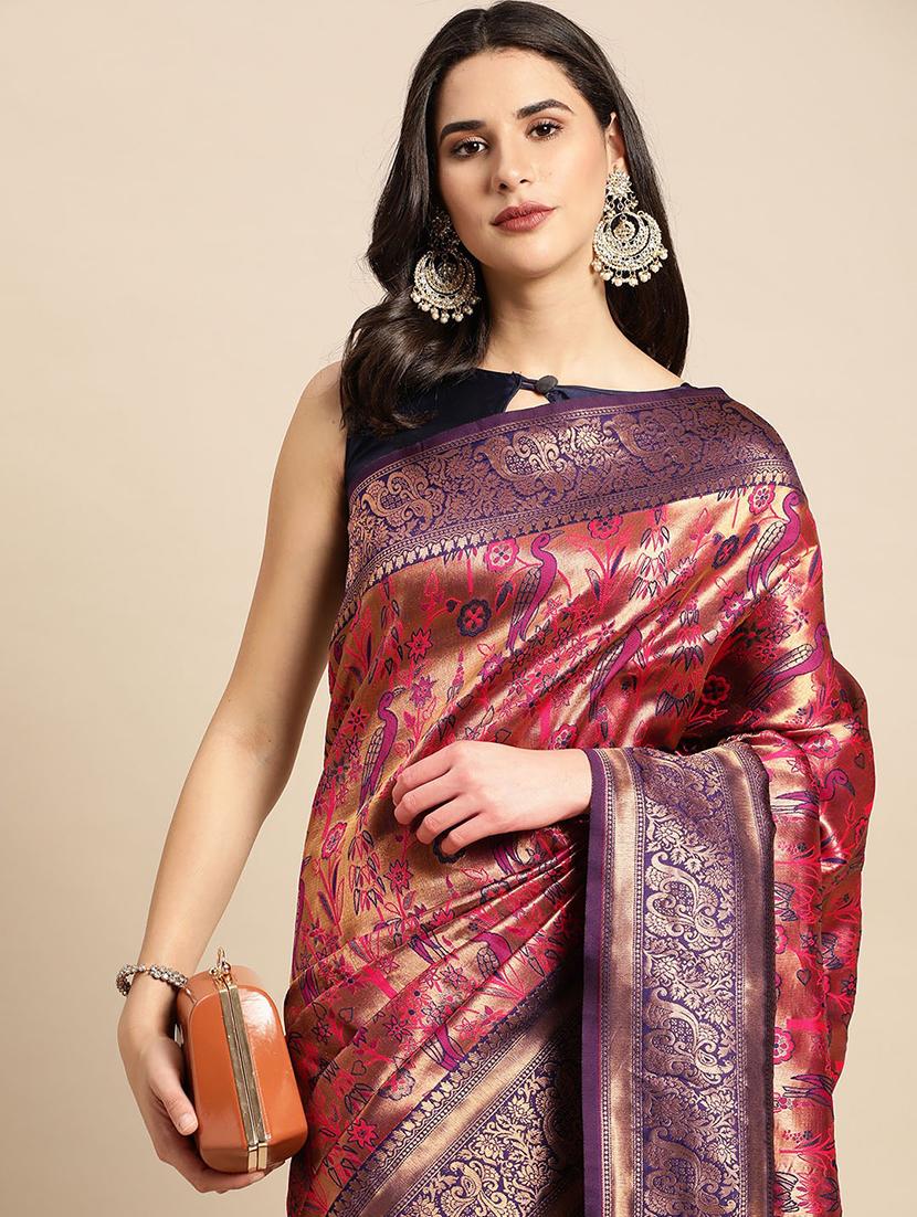 purple woven saree with blouse - 19954323 - Standard Image - 2