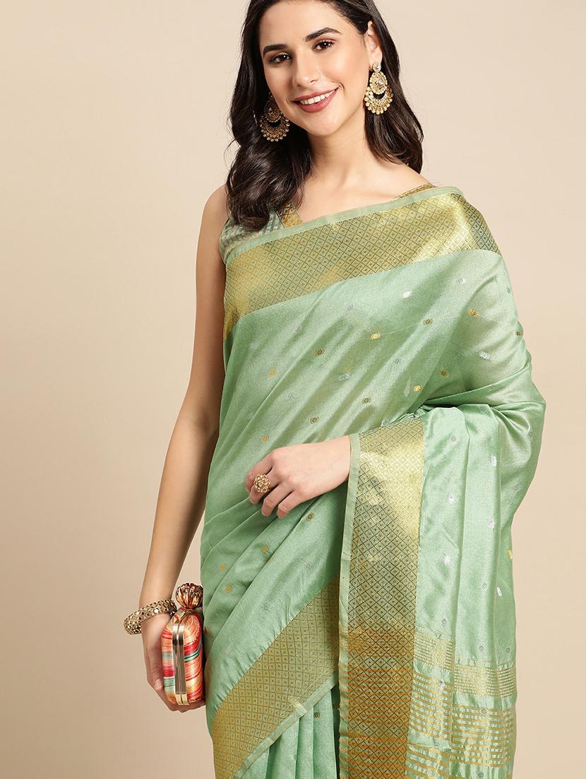 cotton fusion saree with broad zari border with blouse - 19954339 - Standard Image - 2