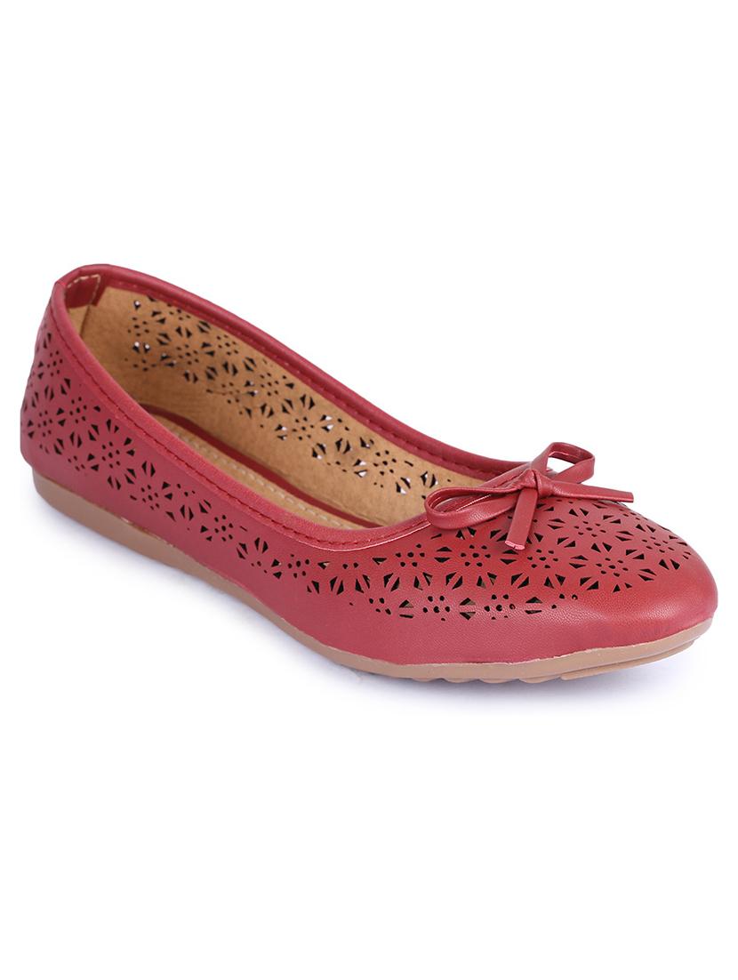 maroon synthetic slip on ballerina - 19954626 - Standard Image - 2