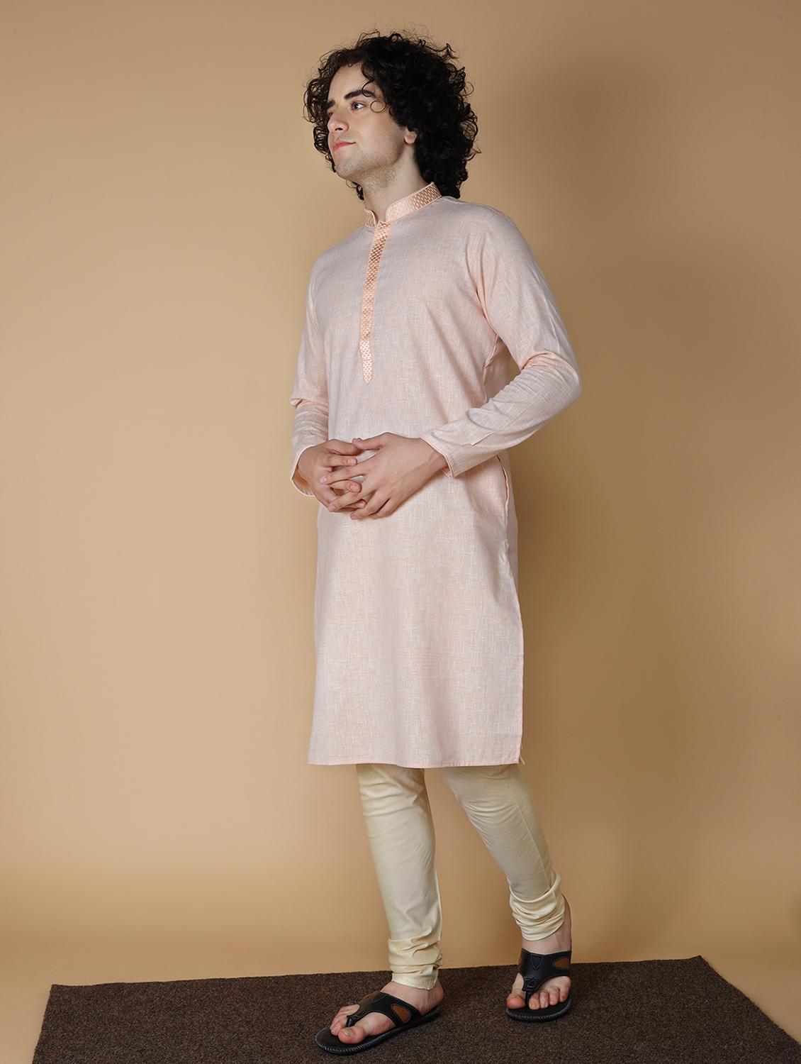 men's embroidered cotton kurta - 19954968 - Standard Image - 2