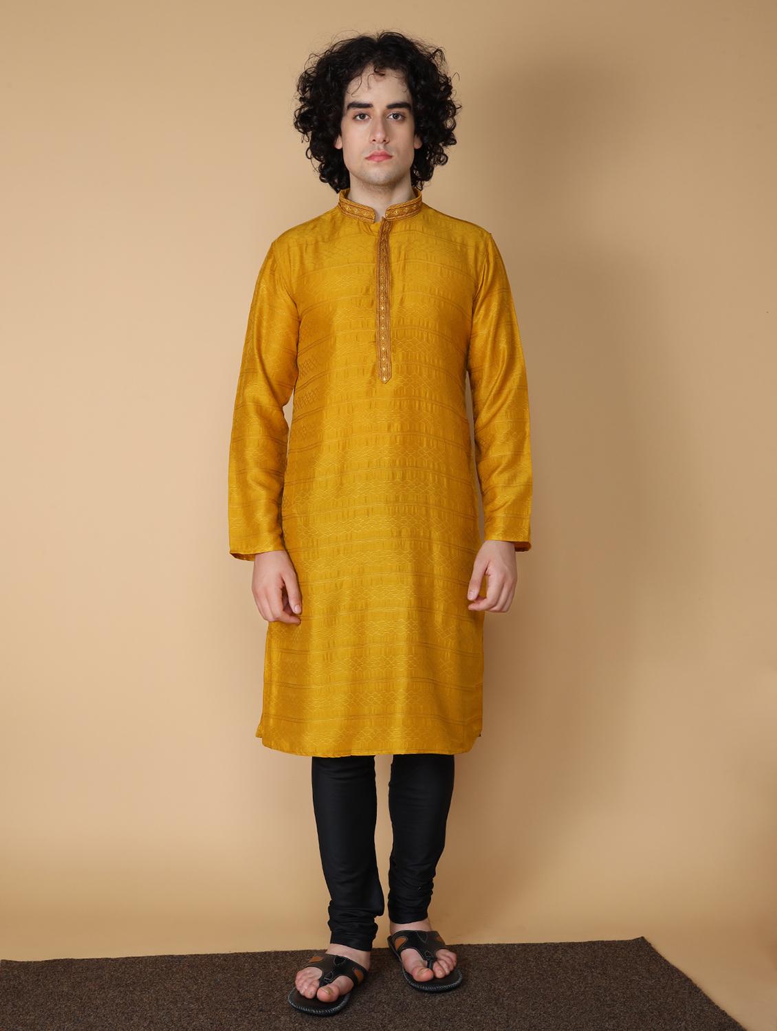 men's embroidered cotton kurta - 19954978 - Standard Image - 2