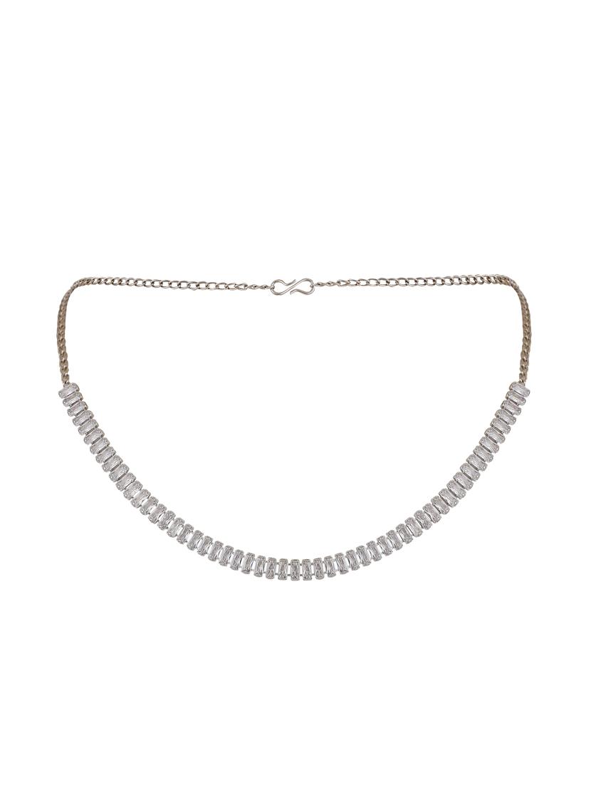 silver metal necklace and earring - 19955244 - Standard Image - 2