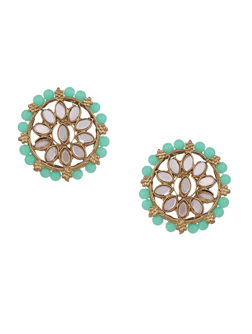 zaffrecollections stylish mirror and sea green pearl choker set with maang tikka for women and girls - 19955253 - Standard Image - 2