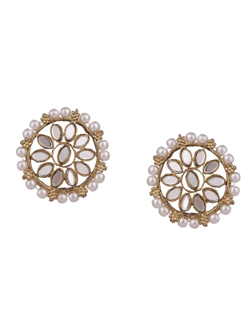 zaffrecollections stylish mirror and white pearl choker set with maang tikka for women and girls - 19955254 - Standard Image - 2