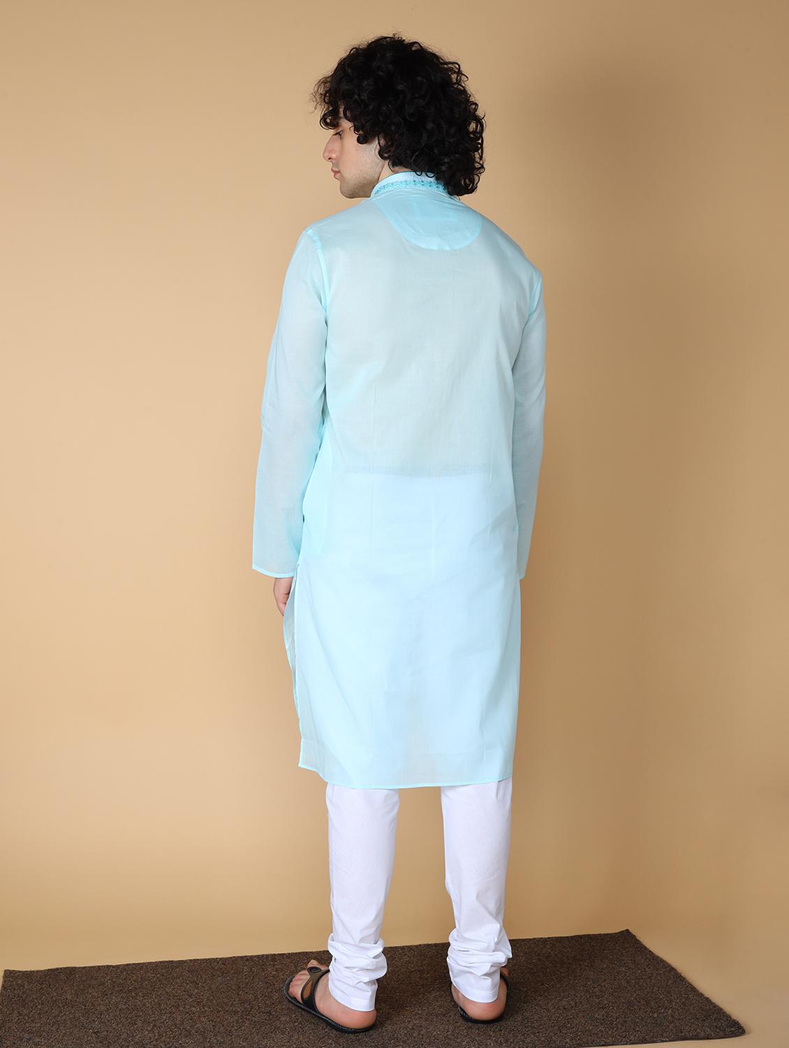 sky blue embroidered kurta pyjama set - 19955343 - Standard Image - 2