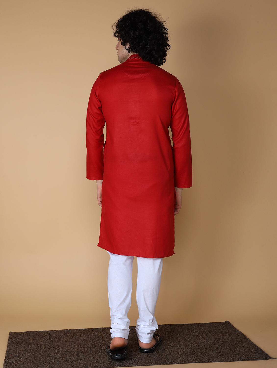 red embroidered kurta pyjama set - 19955346 - Standard Image - 2