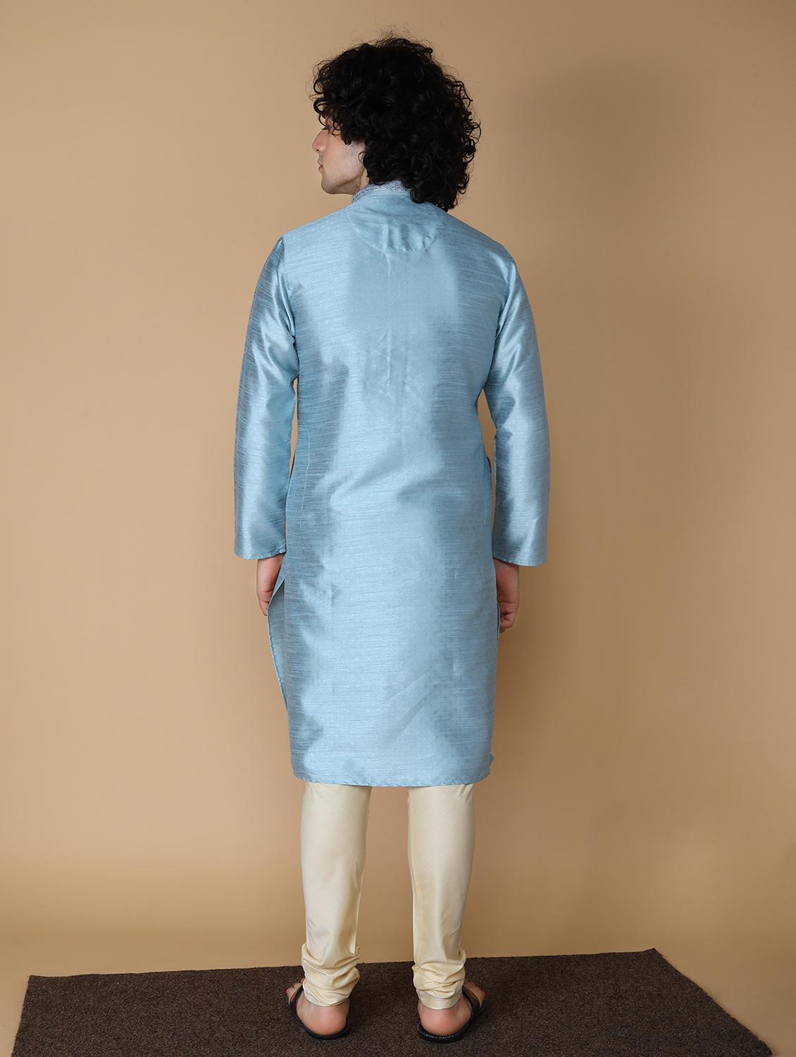 topez blue embroidered kurta pyjama set - 19955352 - Standard Image - 2