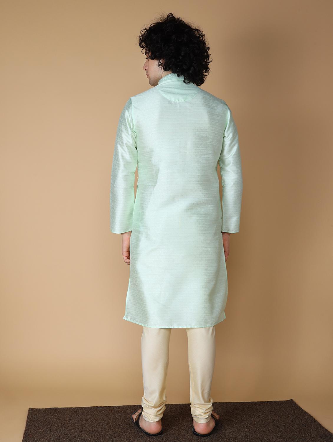 light green embroidered kurta pyjama set - 19955353 - Standard Image - 2