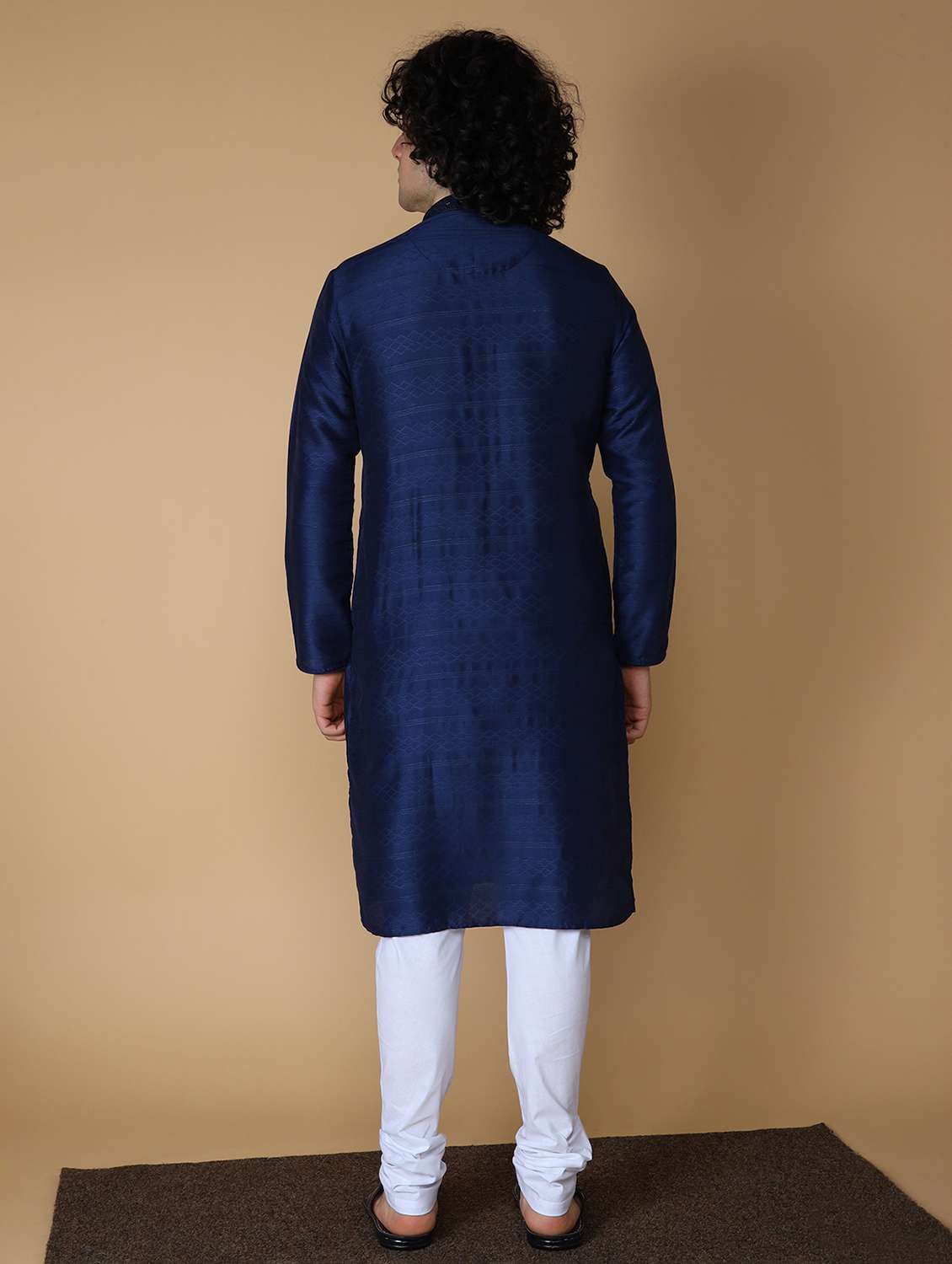 navy blue embroidered kurta pyjama set - 19955361 -  Standard Image - 2