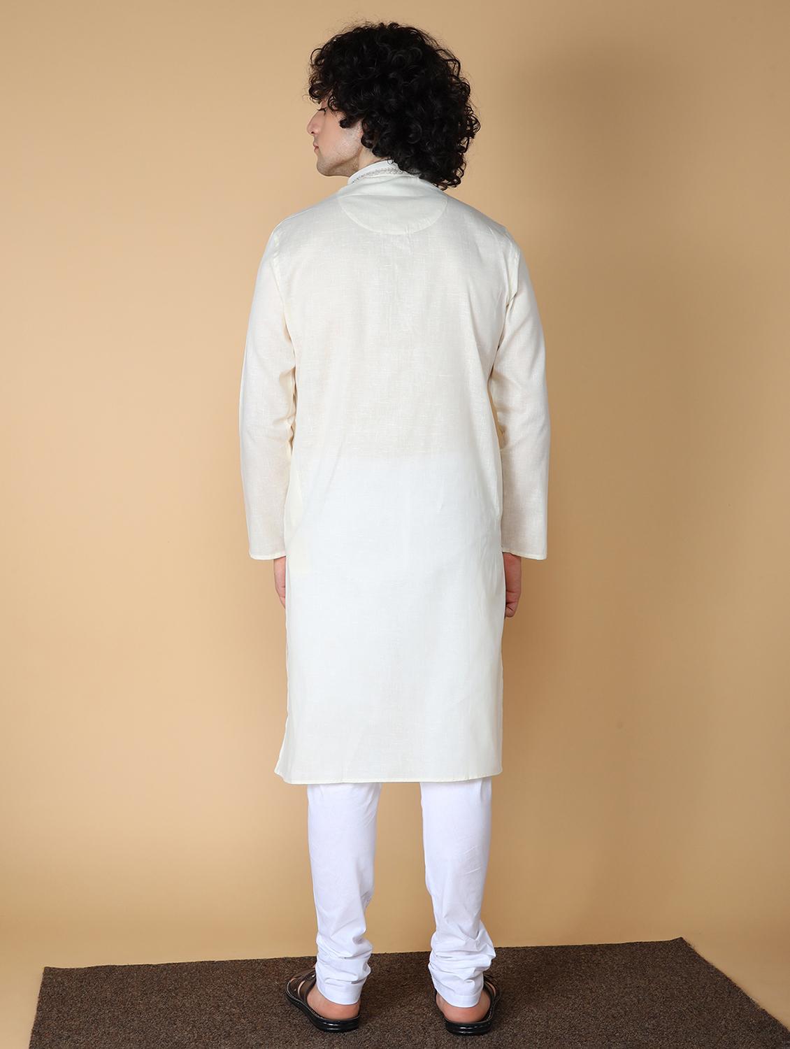 cream embroidered kurta pyjama set - 19955367 - Standard Image - 2