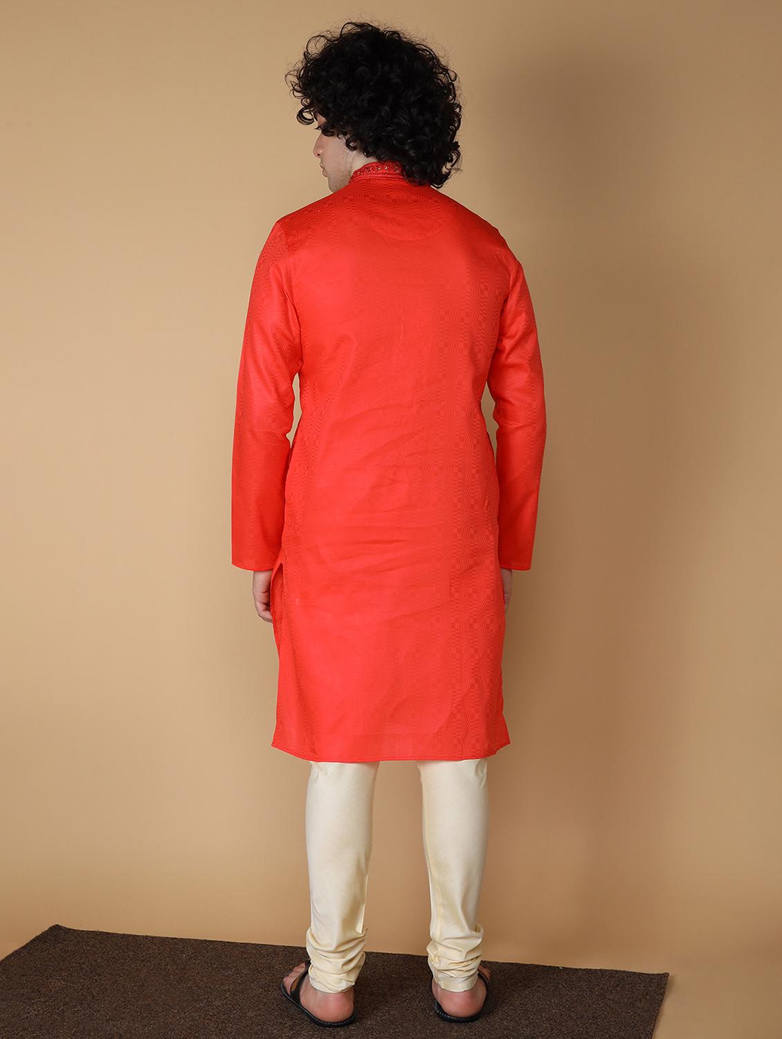 red embroidered kurta pyjama set - 19955392 - Standard Image - 2