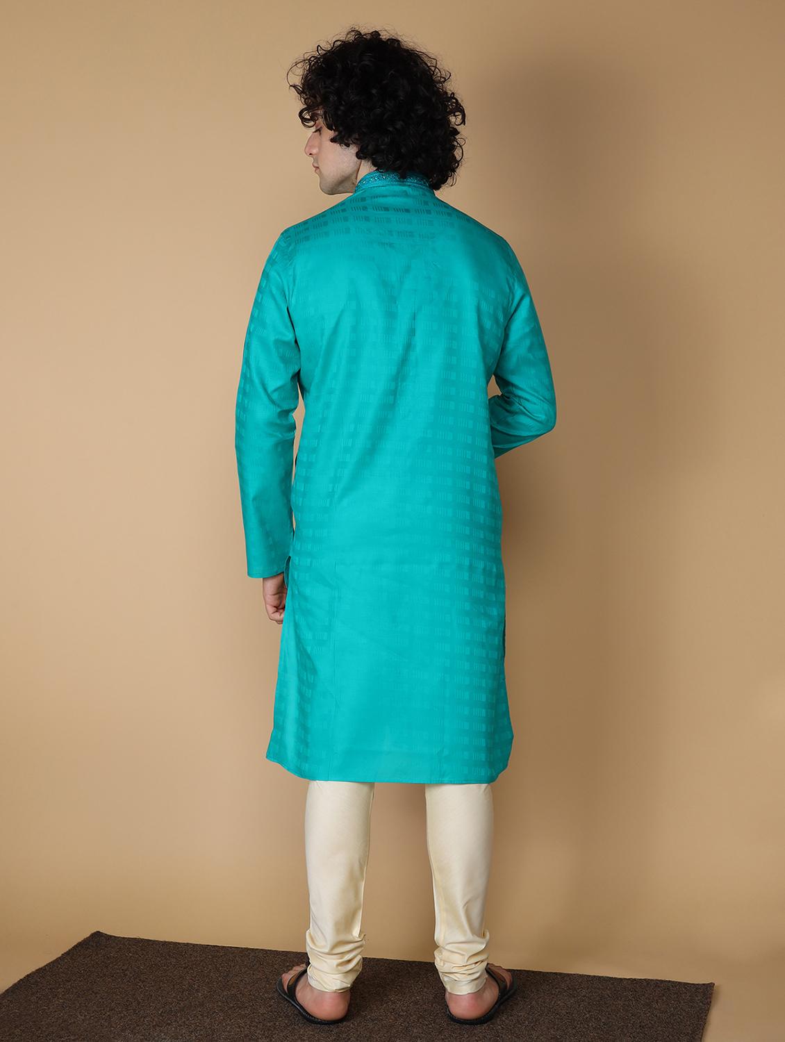 turquoise embroidered kurta pyjama set - 19955393 - Standard Image - 2