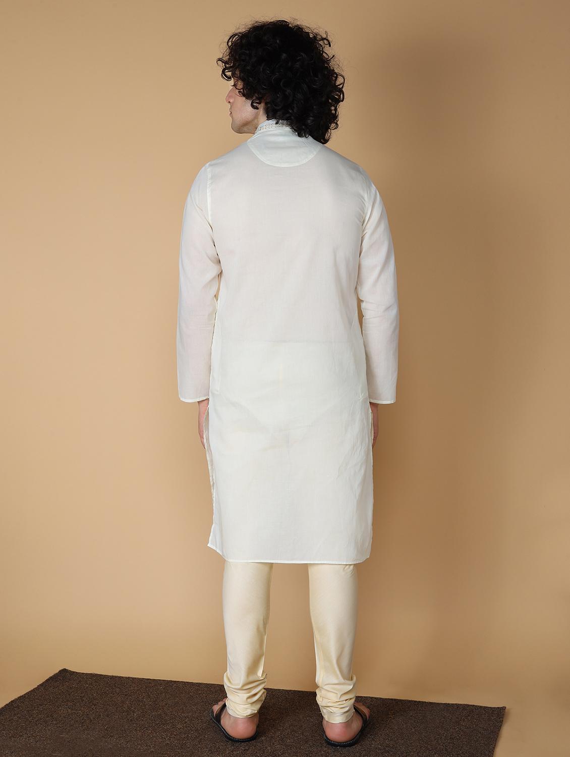 off-white embroidered kurta pyjama set - 19955396 - Standard Image - 2