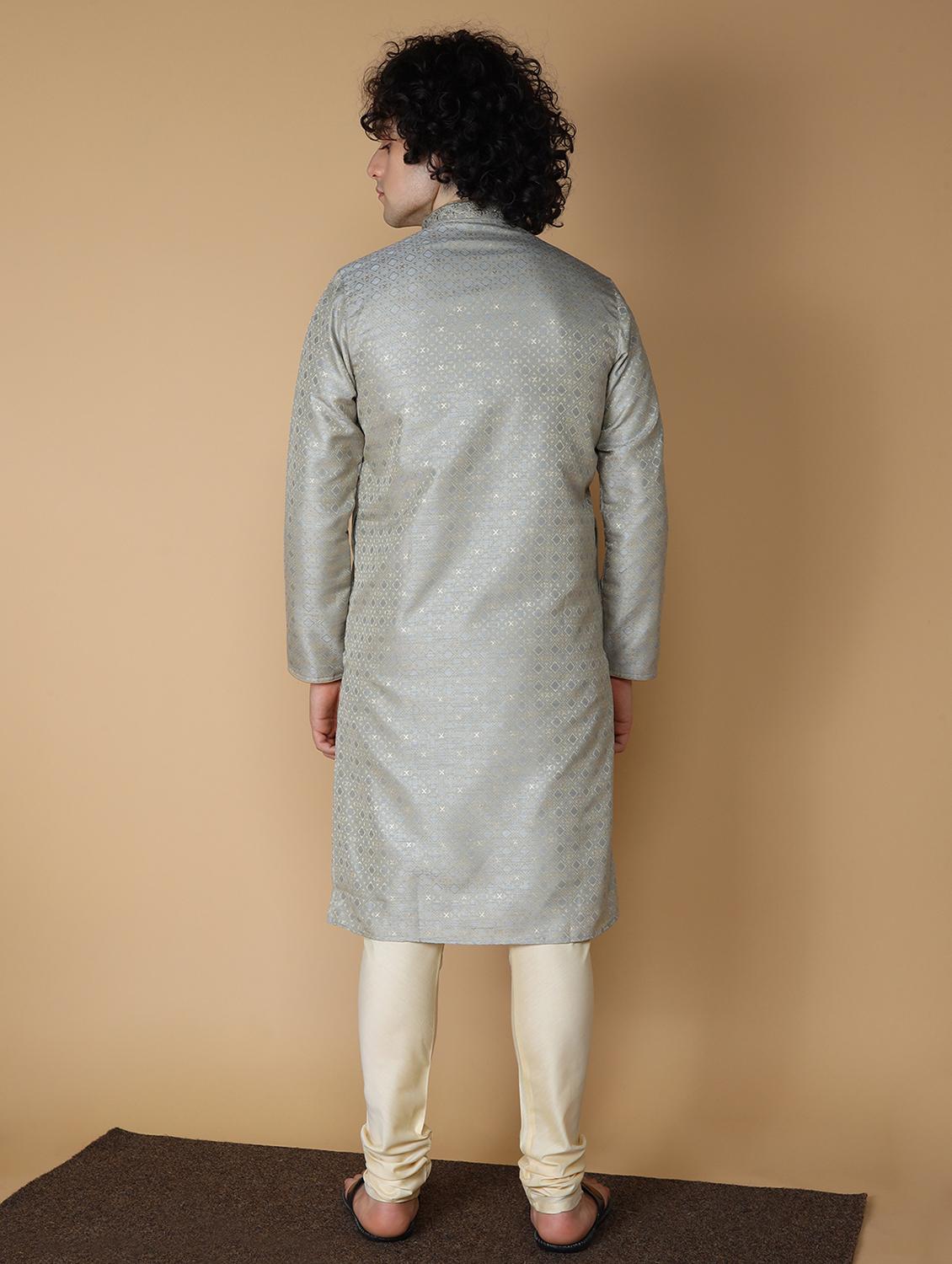 grey embroidered kurta pyjama set - 19955398 - Standard Image - 2