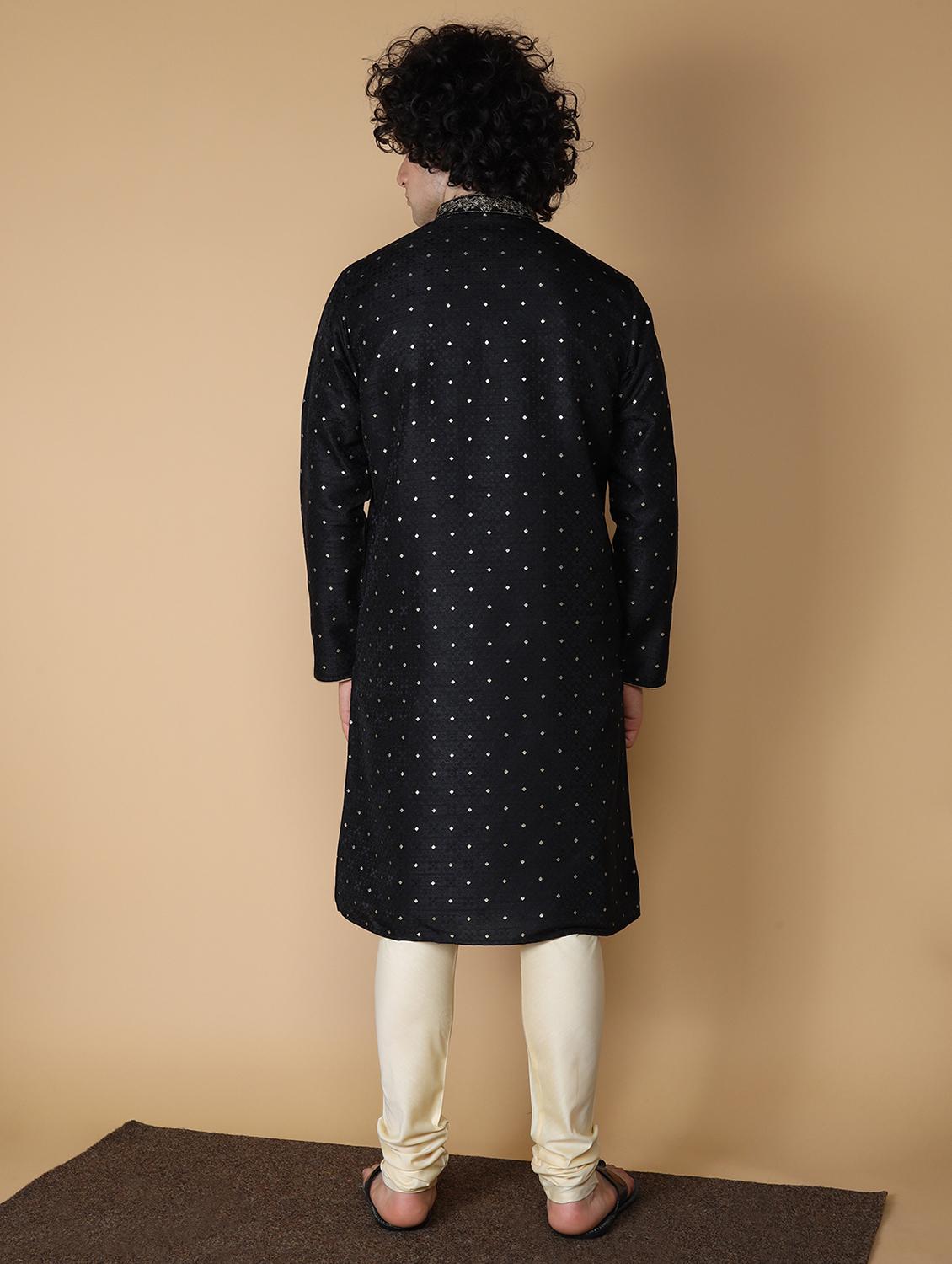 black embroidered kurta pyjama set - 19955400 - Standard Image - 2