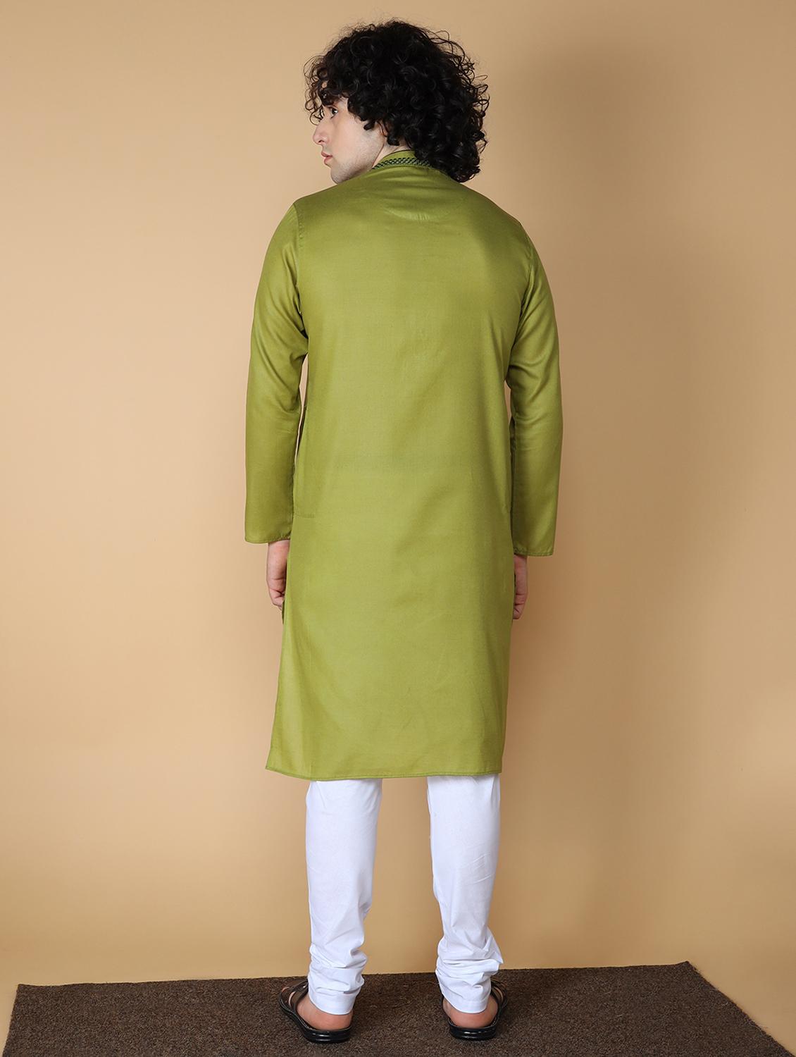 light green embroidered kurta pyjama set - 19955402 - Standard Image - 2
