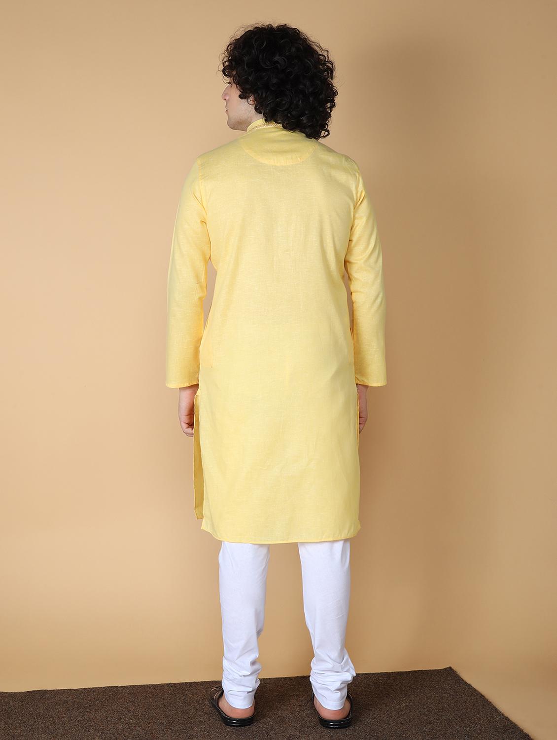 yellow embroidered kurta pyjama set - 19955415 - Standard Image - 2