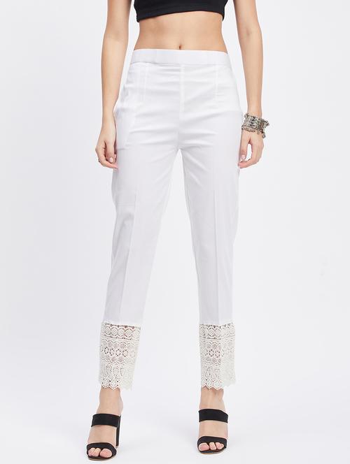 white solid mid rise ankle length trouser - 19956186 - Standard Image - 0