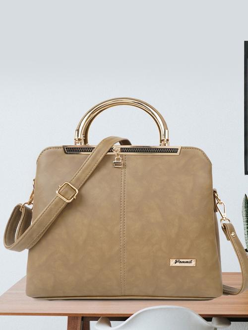 beige solid handbag - 19956581 -  Standard Image - 0