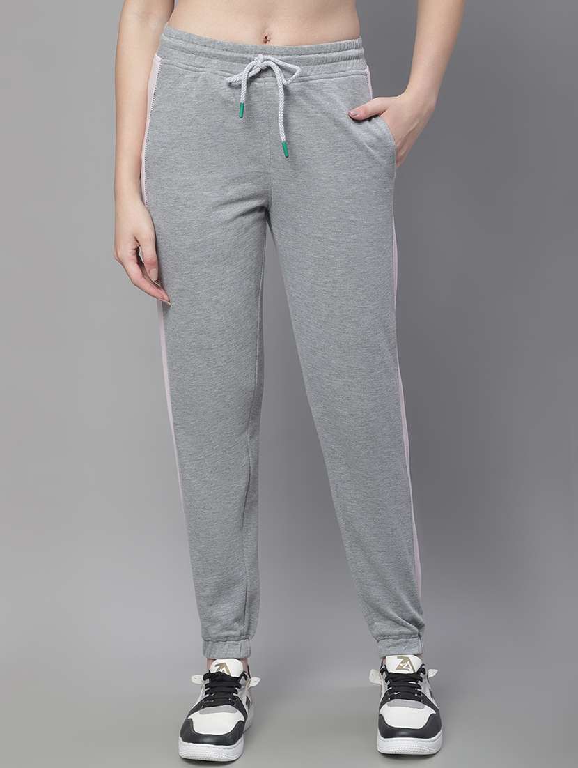 grey cotton blend track pants